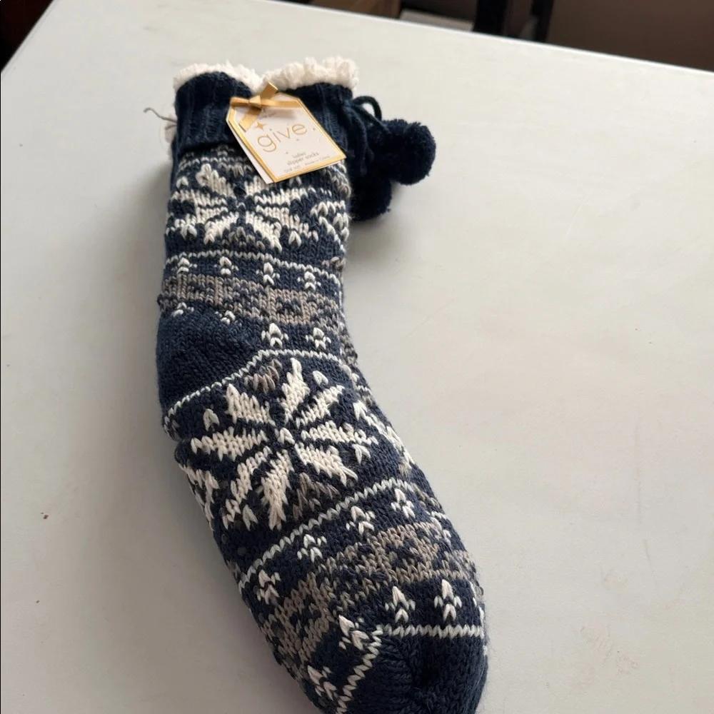 Blue and White Knit‎ Socks